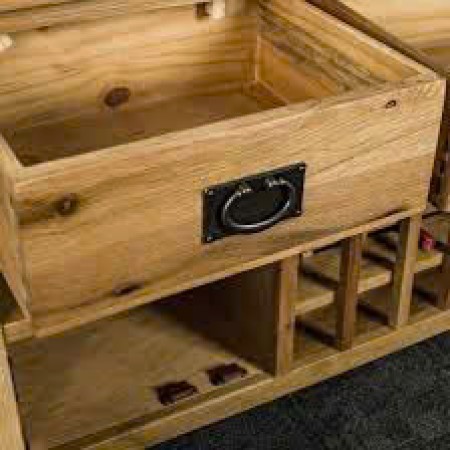 Rustic Oak : Kệ Rượu Gỗ Sồi 3 Ngăn Kéo - W120cm